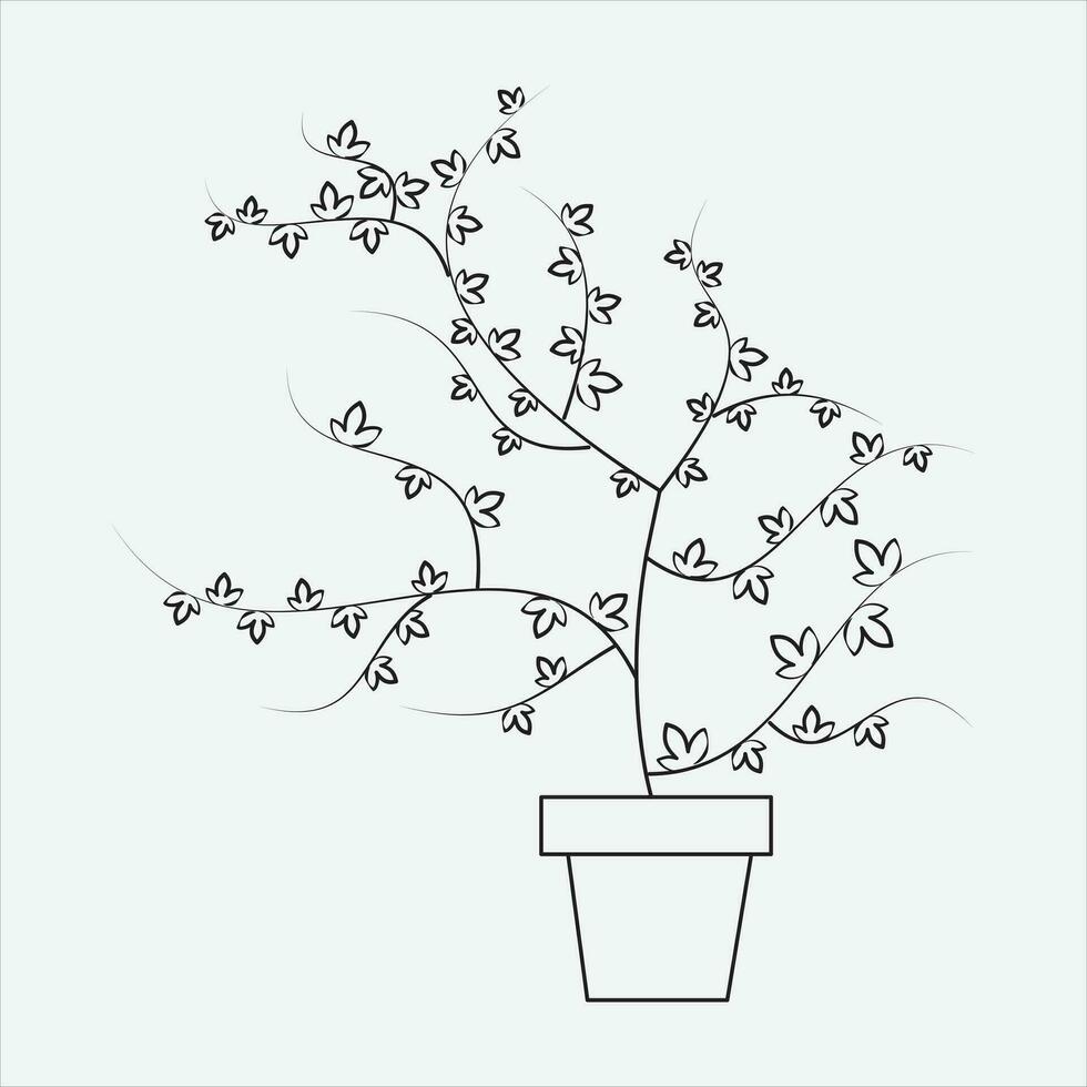 een lijn hand- getrokken boom schets vector illustratie