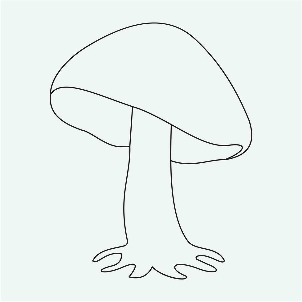 een lijn hand- getrokken mashroom schets vector illustratie