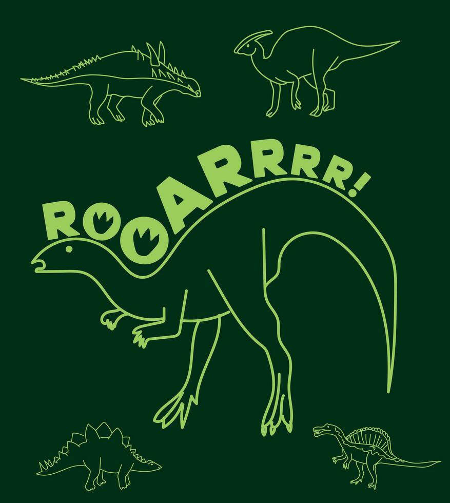 dinosaurus vector. schattig dinosaurus vectoren brullen patroon