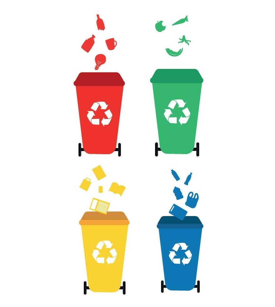 recycle bak vector illustratie. kleurrijk recycle bak