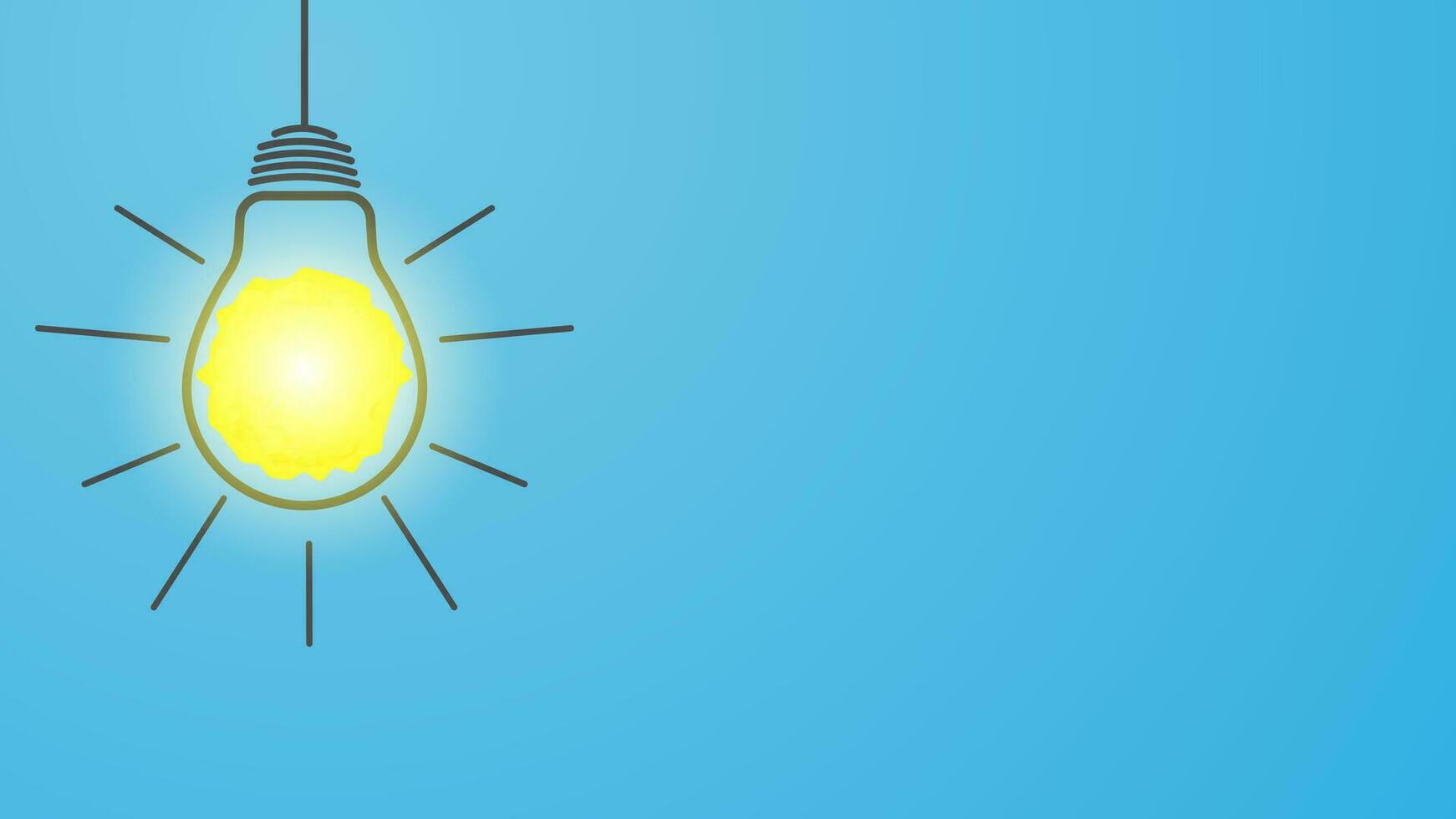 geel vodje papier bal illustratie voor virtueel licht lamp, creatief denken innovatie en probleem oplossen in nieuw jaar concept vector