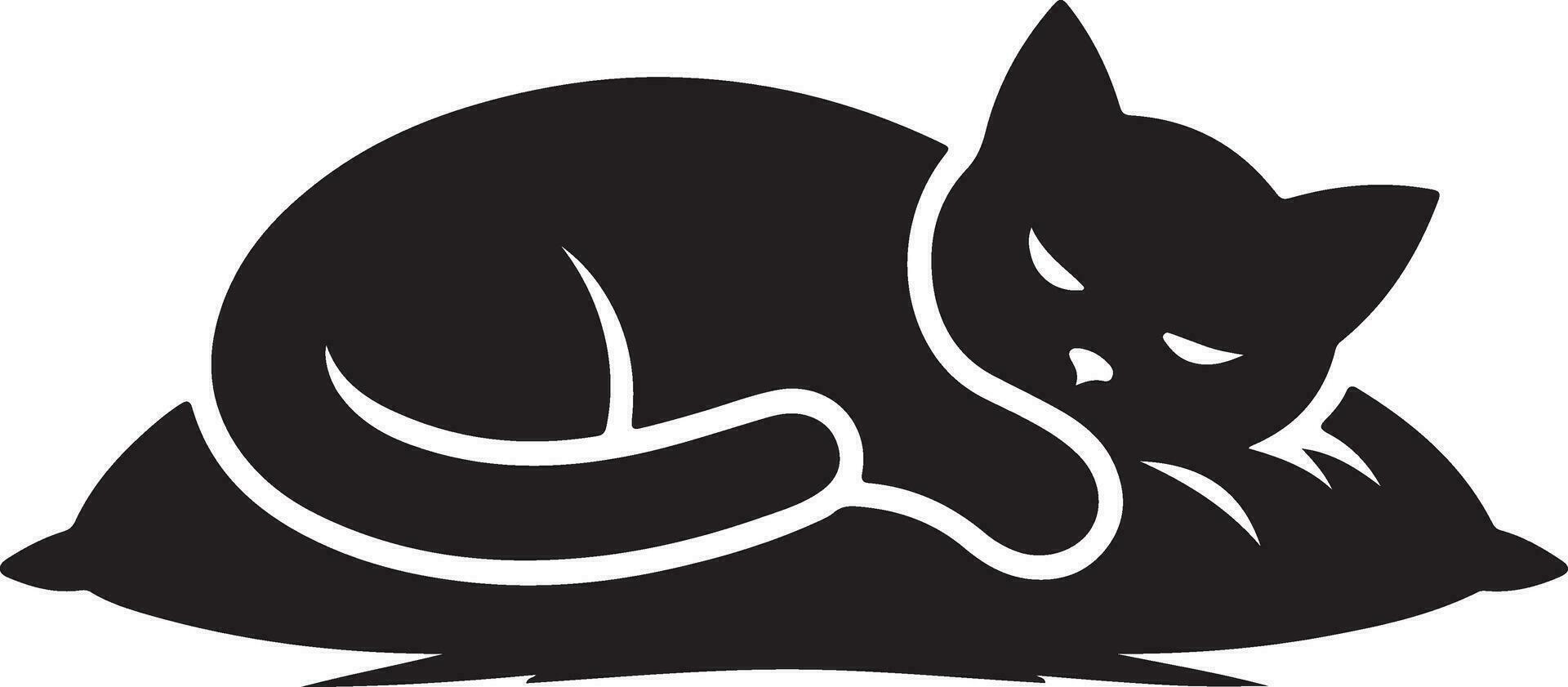 kat slaap Aan hoofdkussen vector kunst illustratie silhouet 10