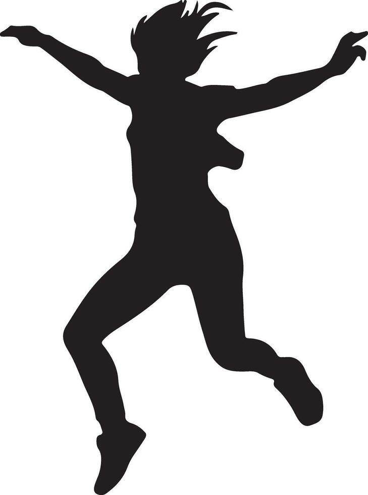 vrouw jumping Aan de lucht vector silhouet