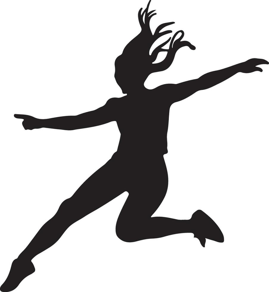 vrouw jumping Aan de lucht vector silhouet