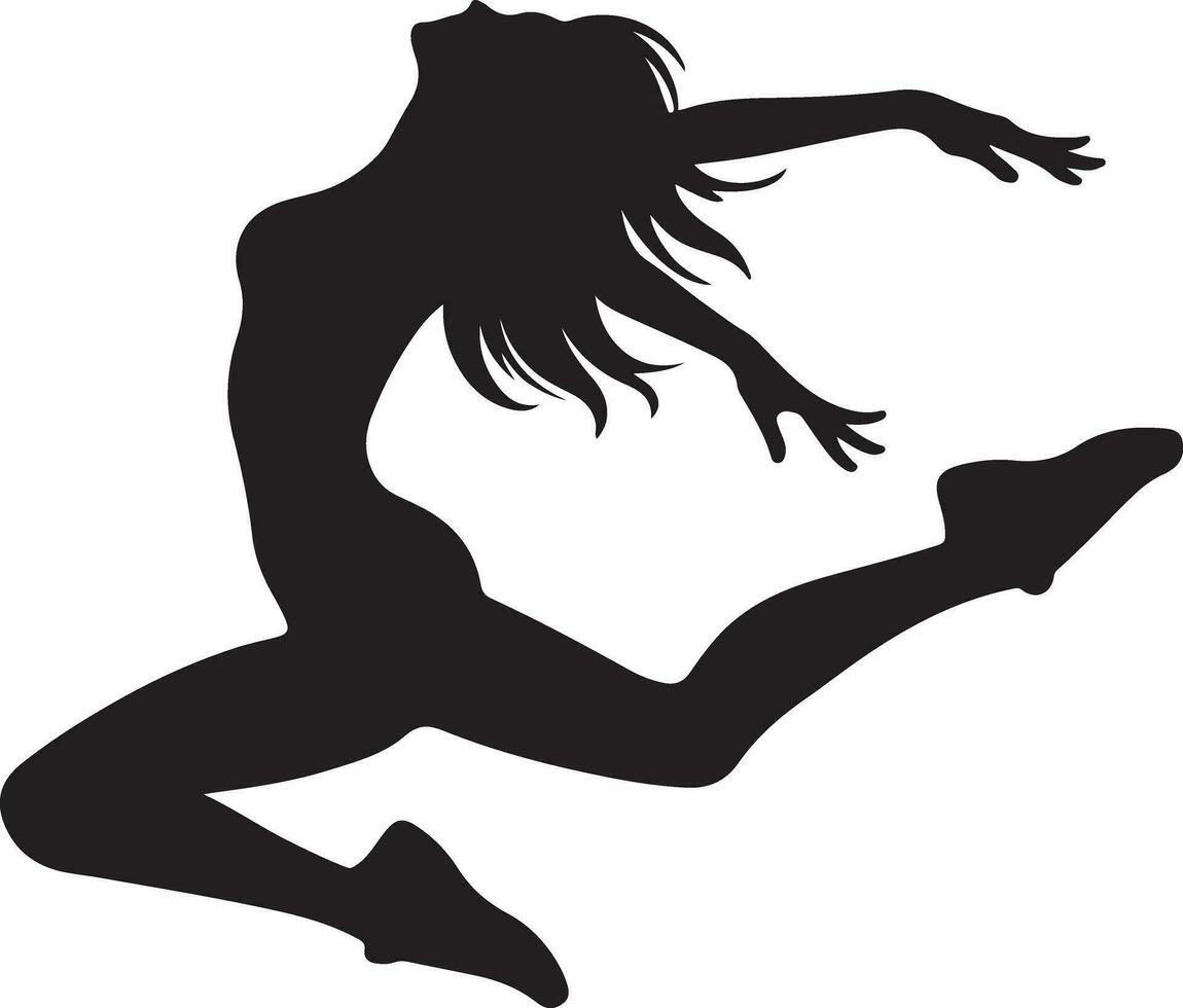 vrouw jumping Aan de lucht vector silhouet
