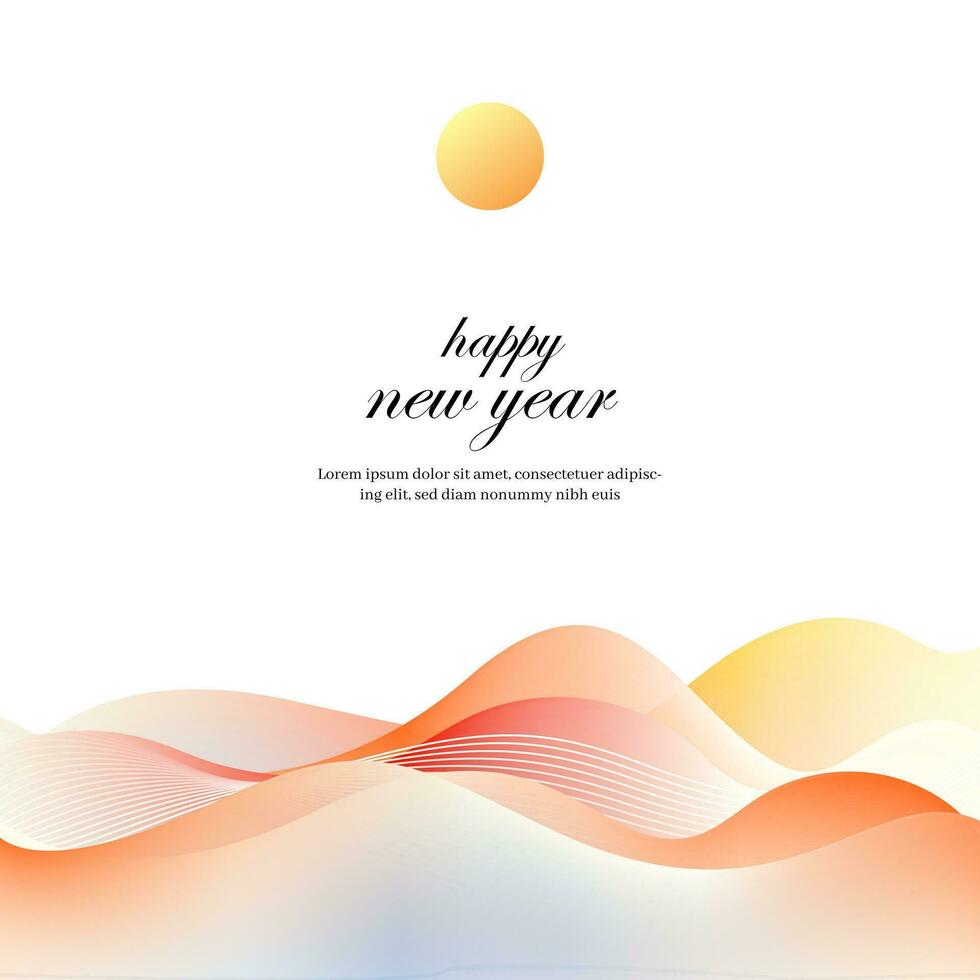 gelukkig nieuw jaar achtergrond met oranje en blauw golven vector