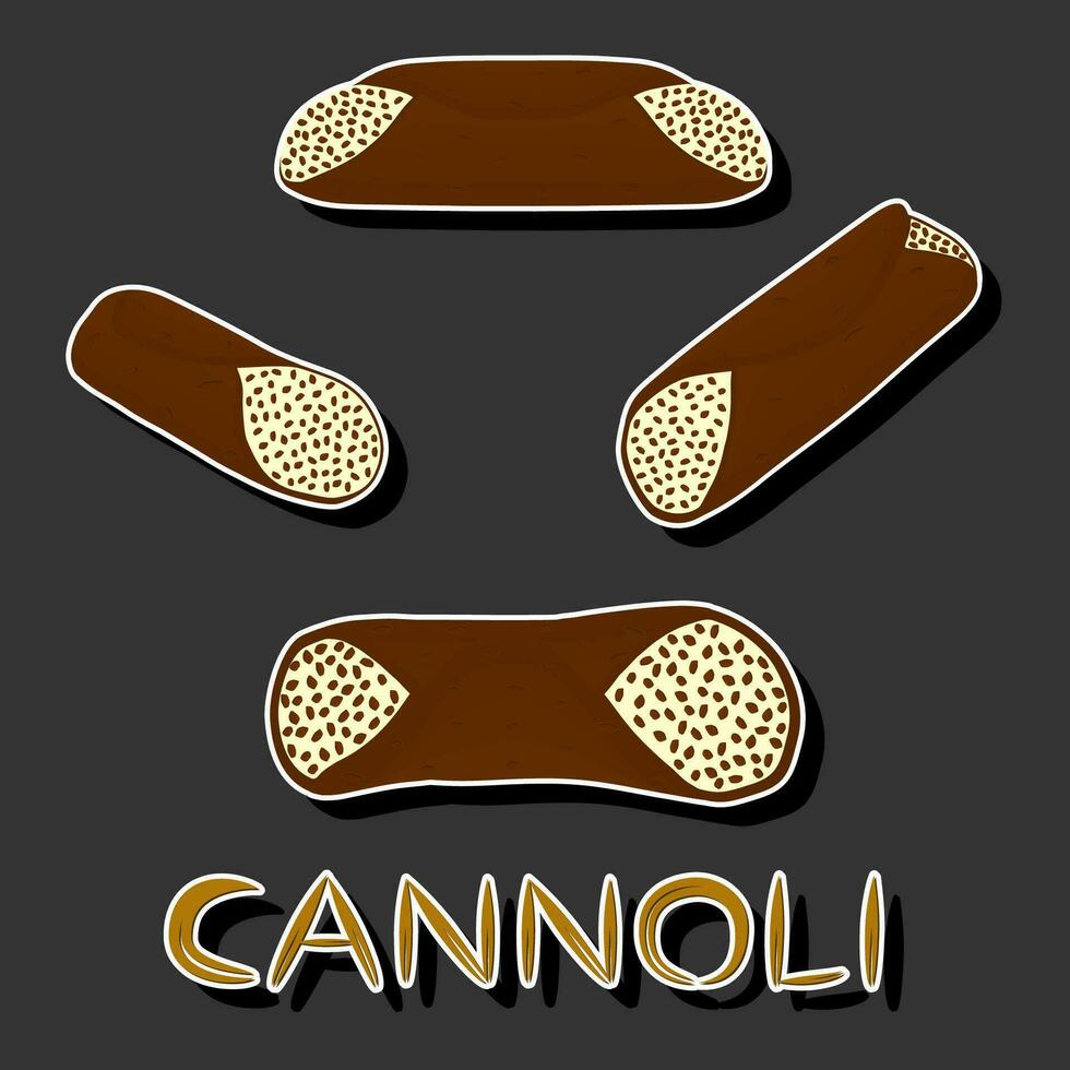 illustratie Aan thema groot reeks verschillend types zoet wafels Siciliaans toetje cannoli vector