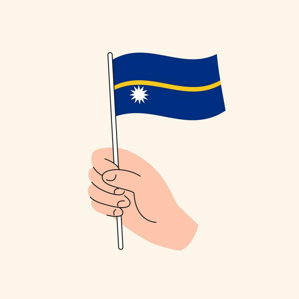 tekenfilm hand- Holding nauruan vlag, geïsoleerd vector ontwerp