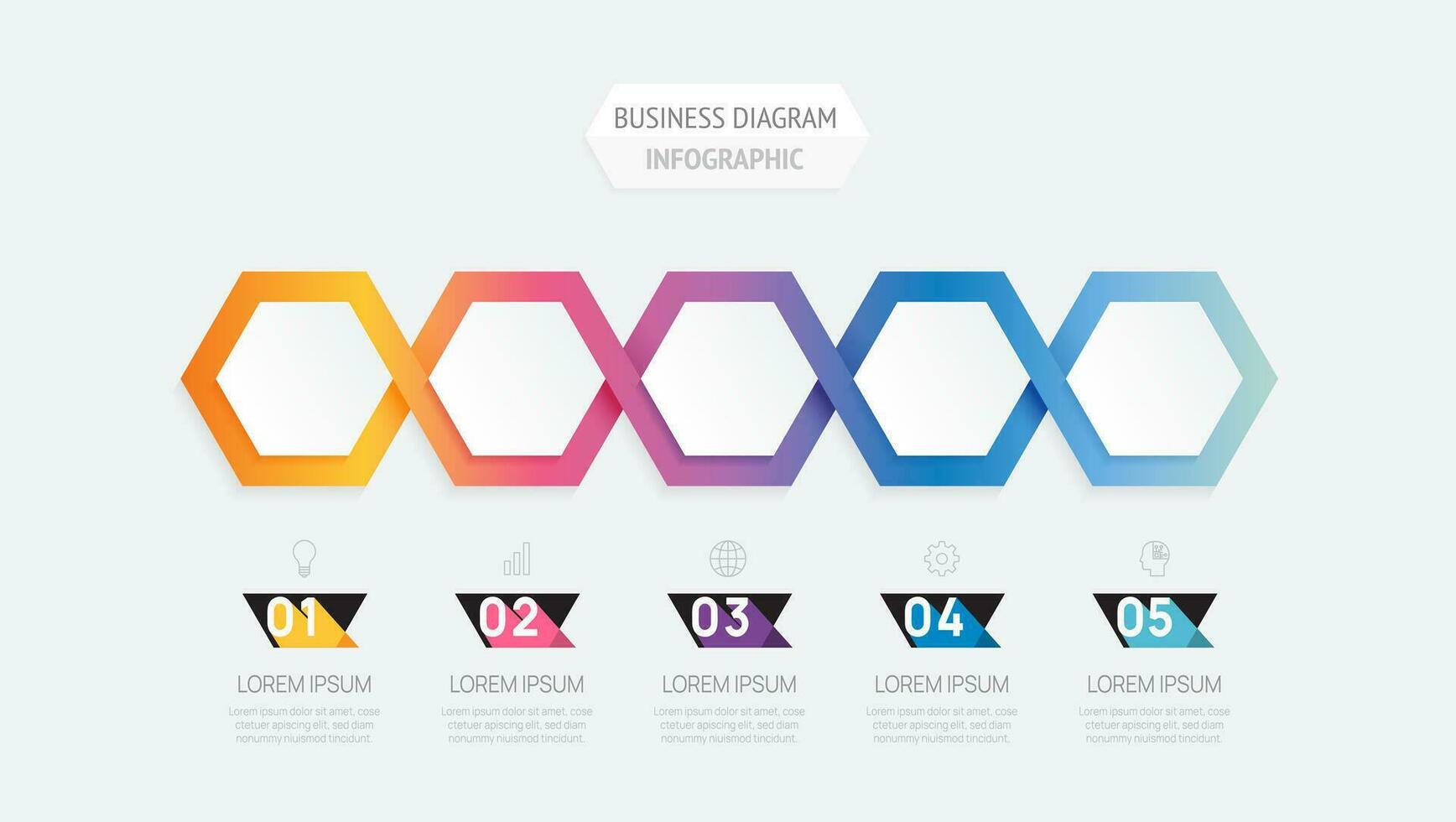 infographic vector sjabloon met 5 stappen voor bedrijf. 3d papier meetkundig label. voor inhoud, brochure, diagram, tijdlijn, web ontwerp. vector