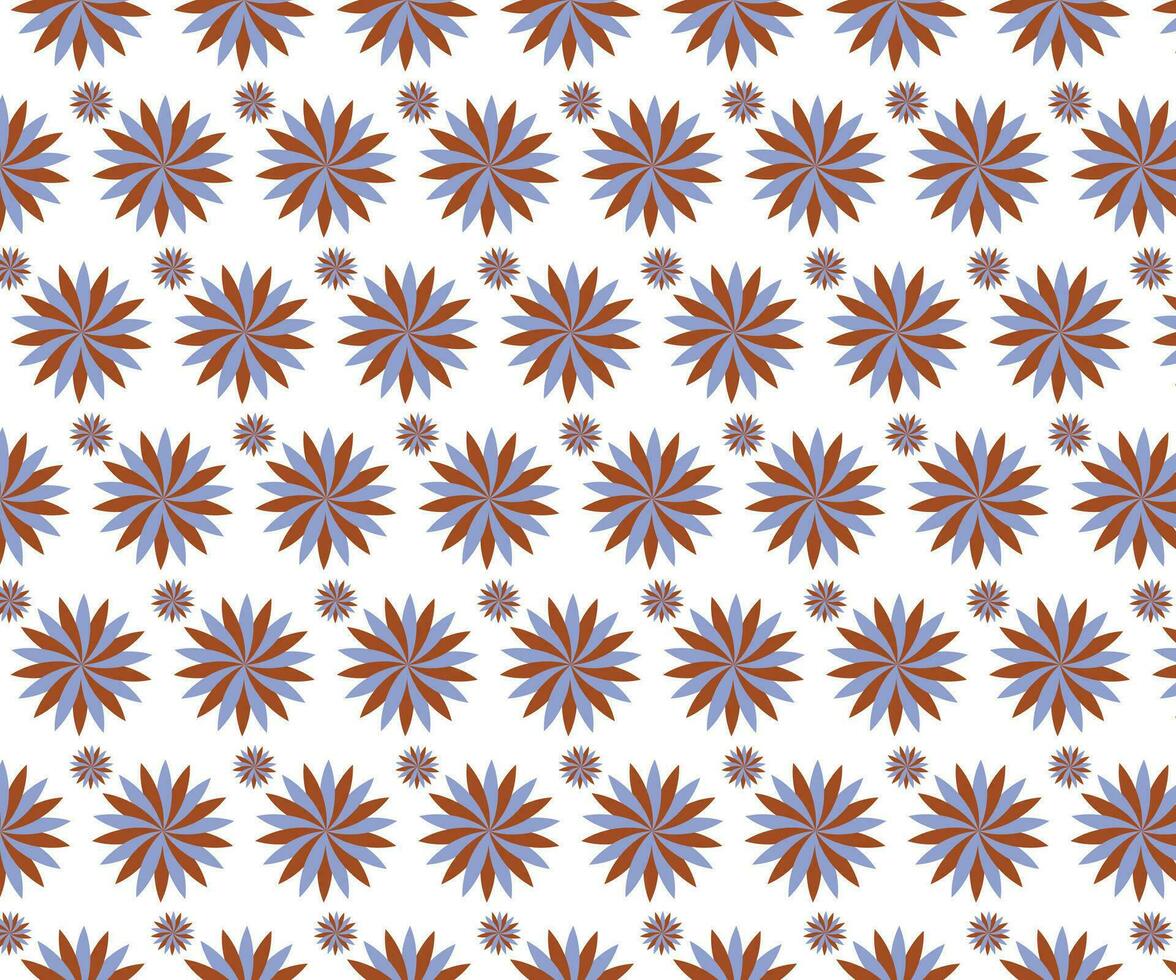 een patroon met oranje en blauw bloemen Aan een wit achtergrond vector