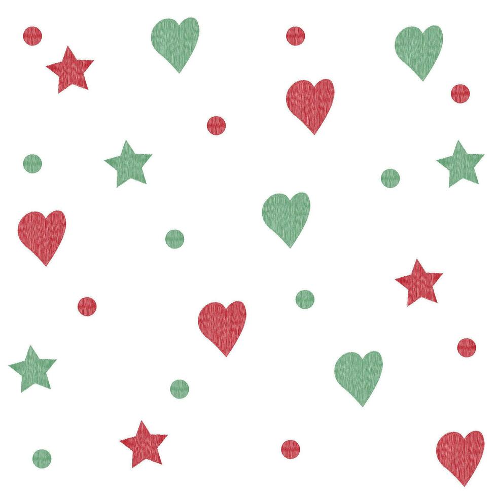 patroon van harten en sterren gemaakt door hand- Aan wit achtergrond vector