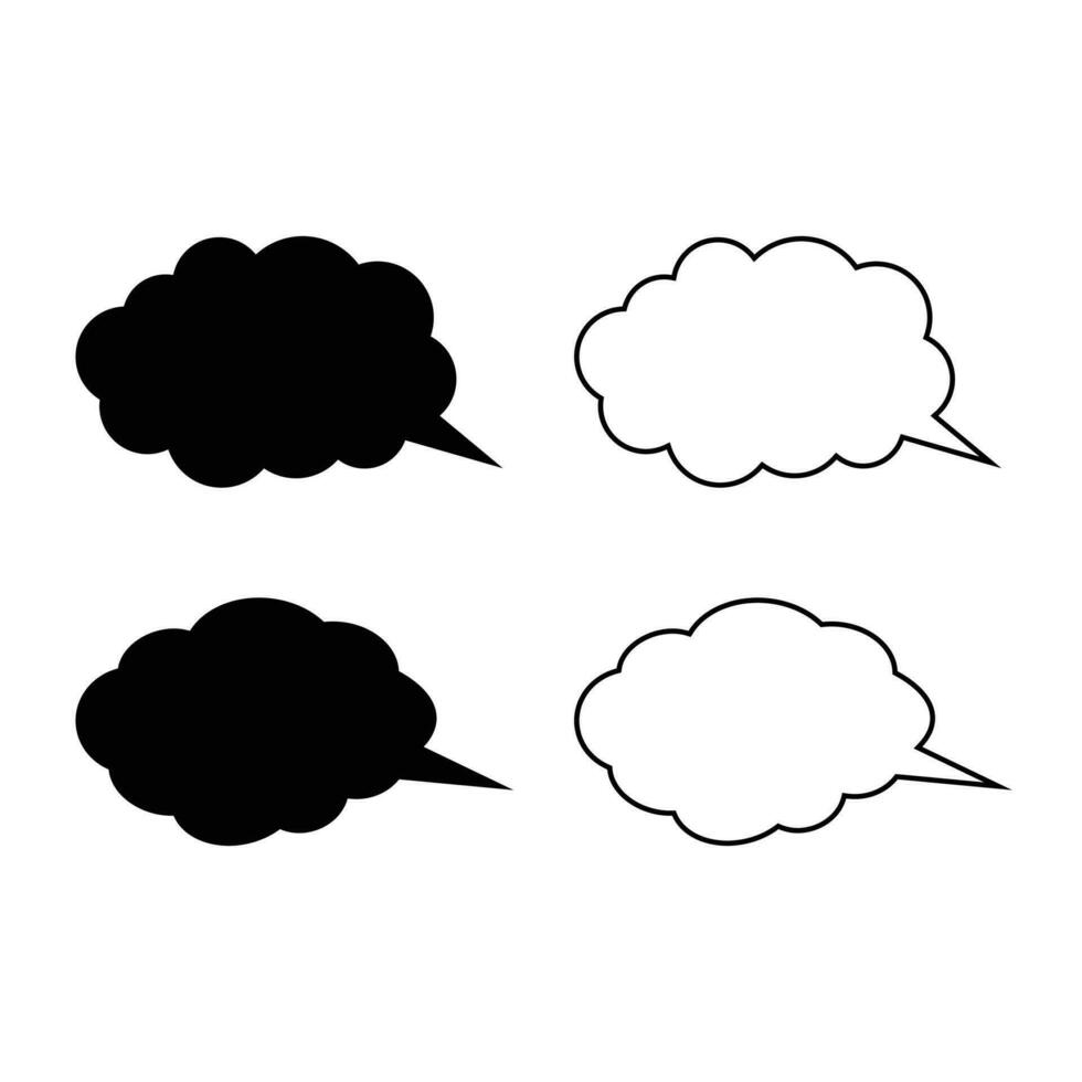 vier zwart en wit toespraak bubbels met verschillend vormen vector