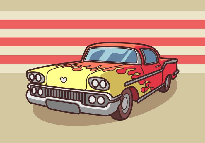 Retro auto met brand motief Sticker Vector