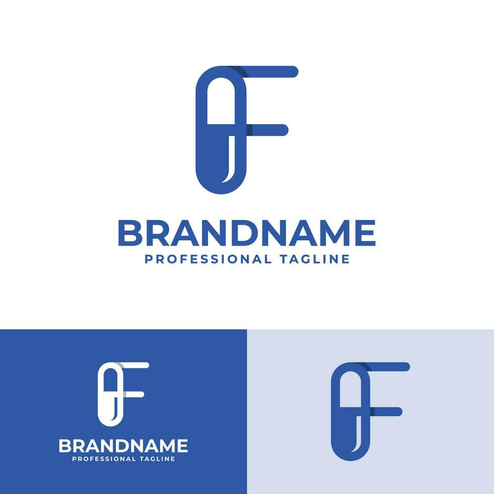 brief f capsule logo, geschikt voor bedrijf verwant naar capsule of pil met f eerste vector