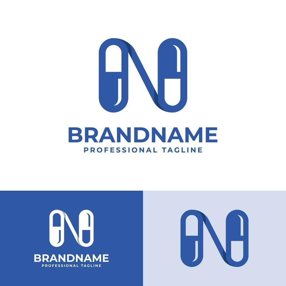 brief n capsule logo, geschikt voor bedrijf verwant naar capsule of pil met n eerste vector