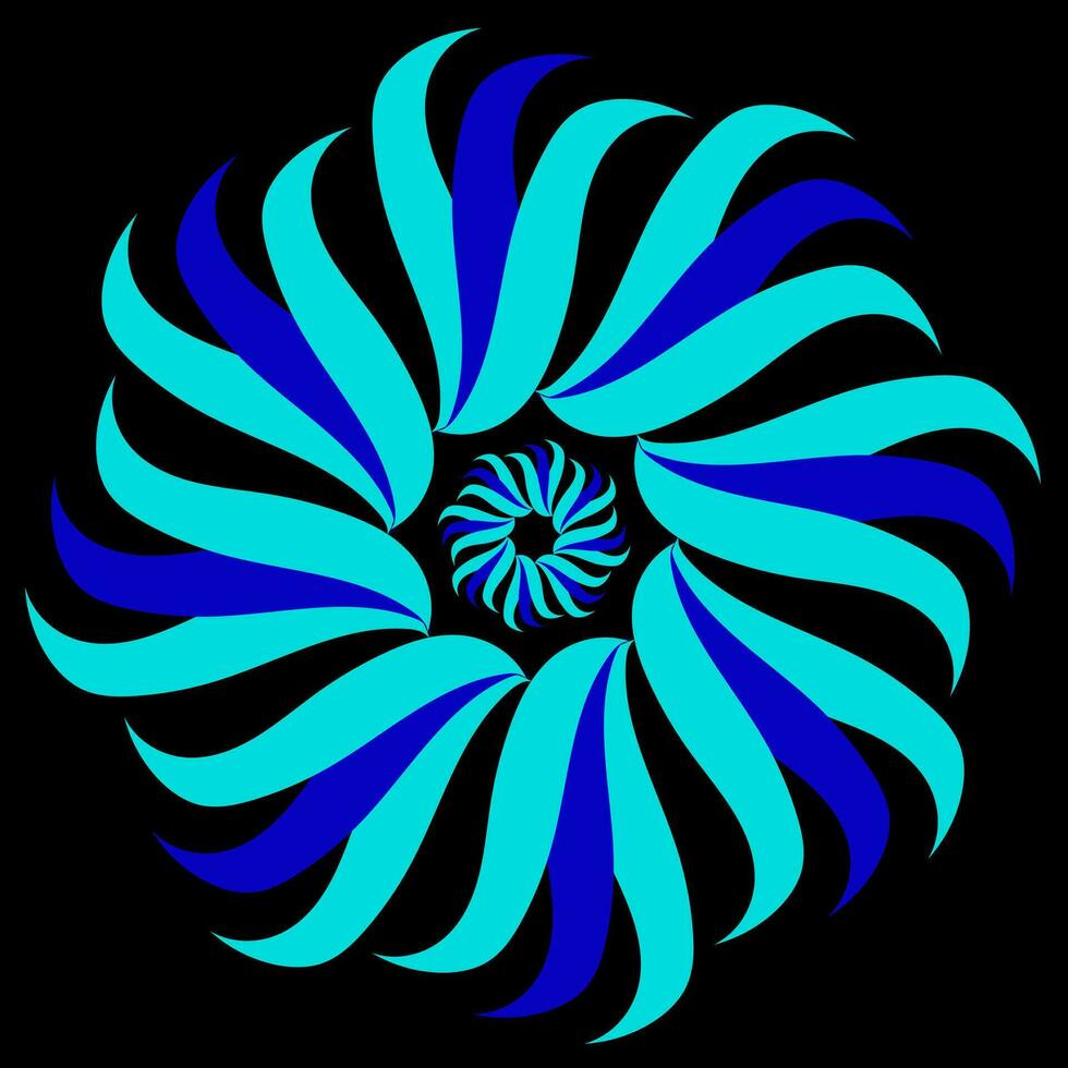 origineel vector kunst in de het formulier van blauw golvend lijnen geregeld in een cirkel Aan een wit achtergrond