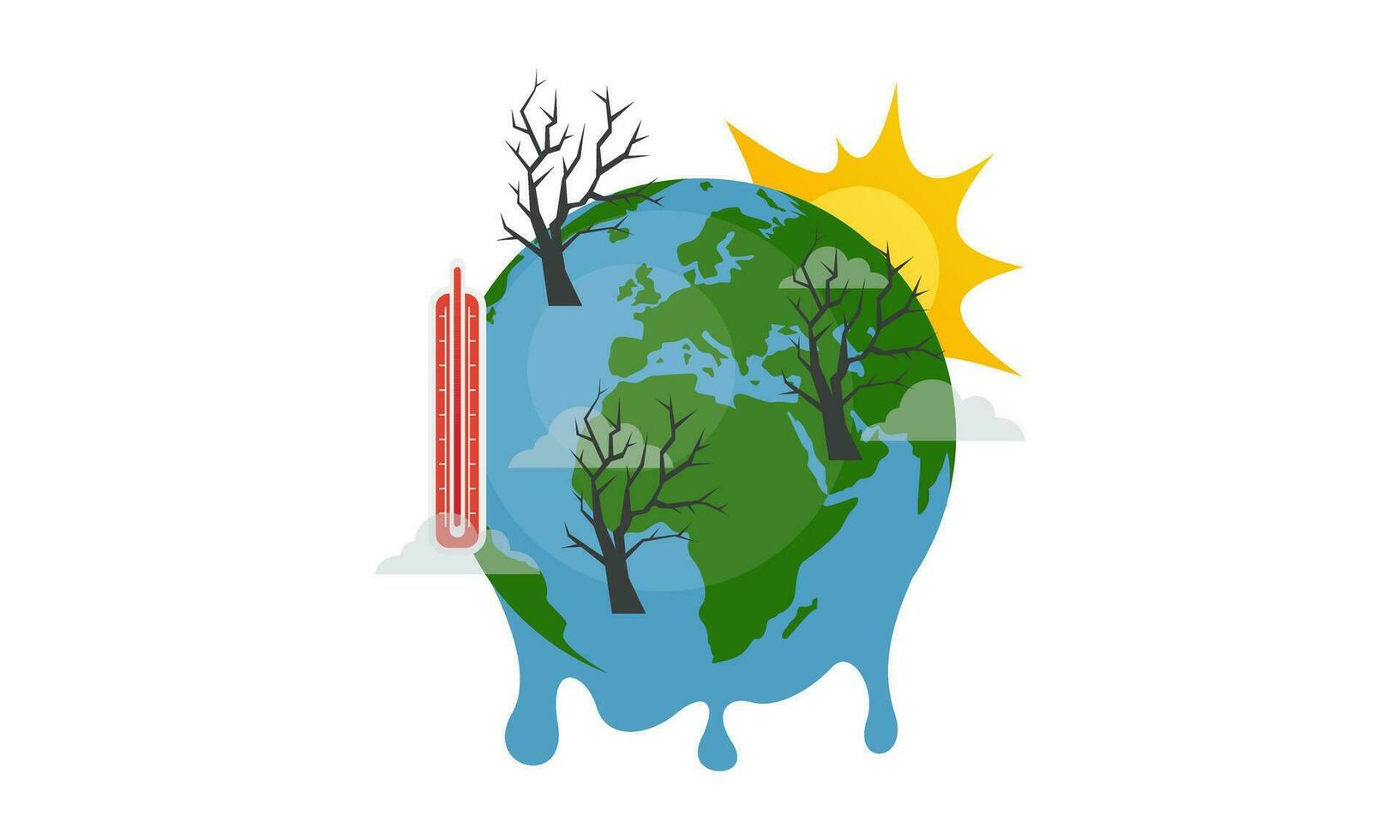 globaal opwarming illustratie, milieu vervuiling, globaal opwarming verwarming gevolg concept vector