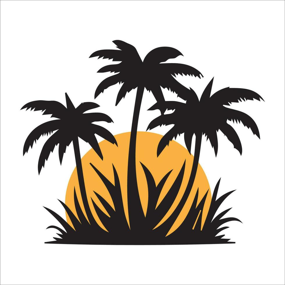 silhouet van palm boom Aan een wit achtergrond. vector illustratie