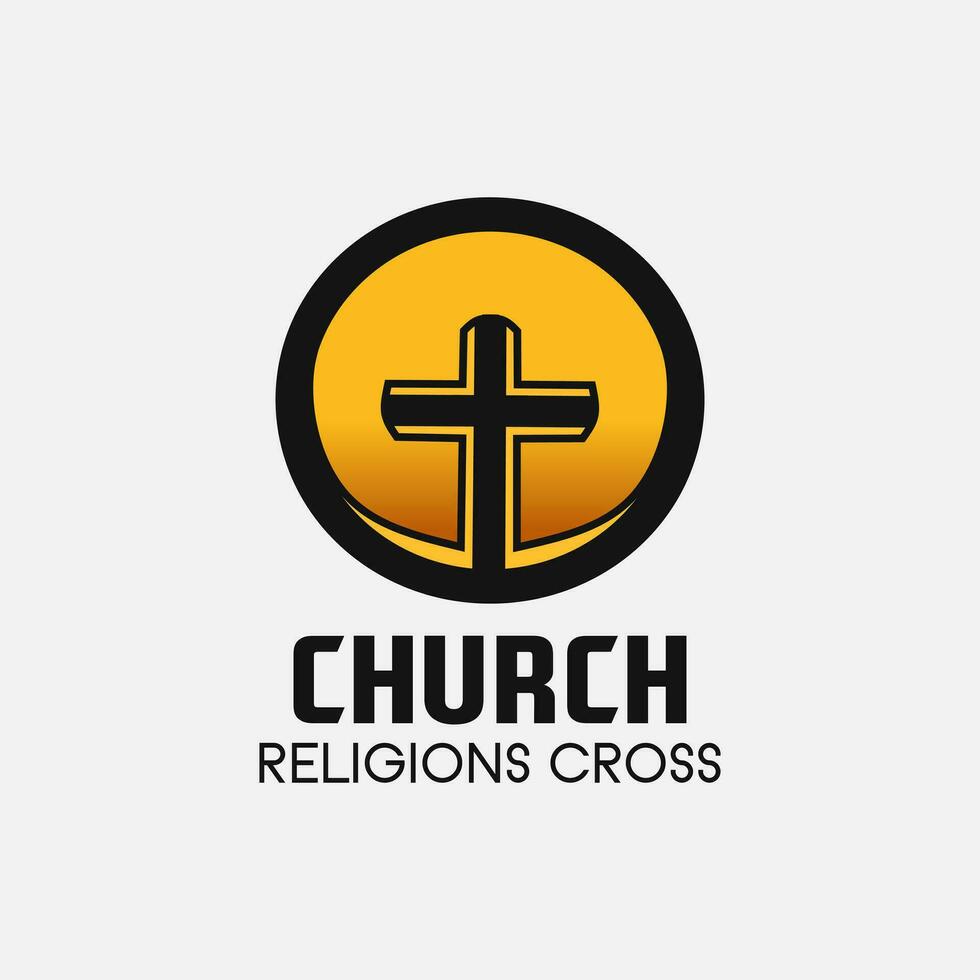 kerk kruis logo. gemakkelijk religie vector ontwerp. geïsoleerd met zacht achtergrond.