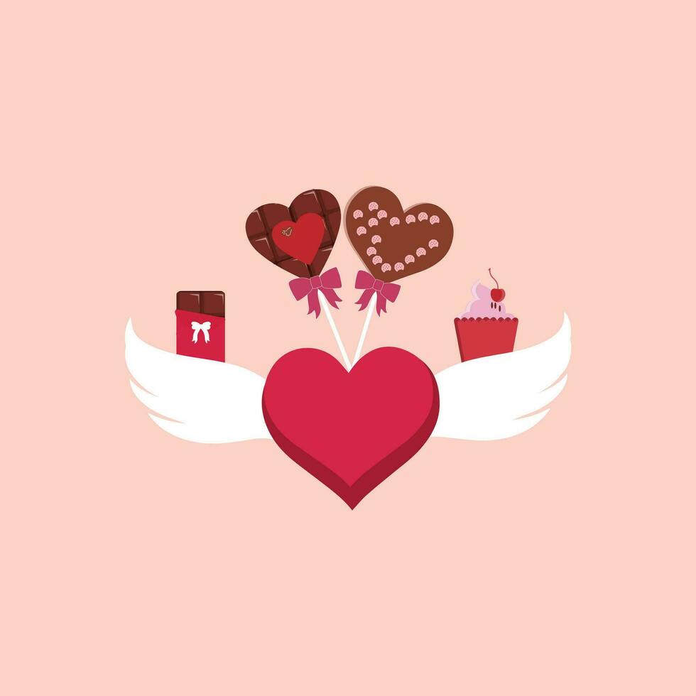 romantisch liefde elementen. Valentijnsdag dag schattig illustraties. decoratief liefde elementen voor feestelijk ontwerp. Valentijn icoon vector. verschillend romantisch voorwerpen vector