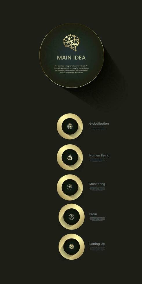 luxe cirkels opties infographic ontwerp, vector illustratie. gouden en premie grafieken voor bedrijf en financiën elementen