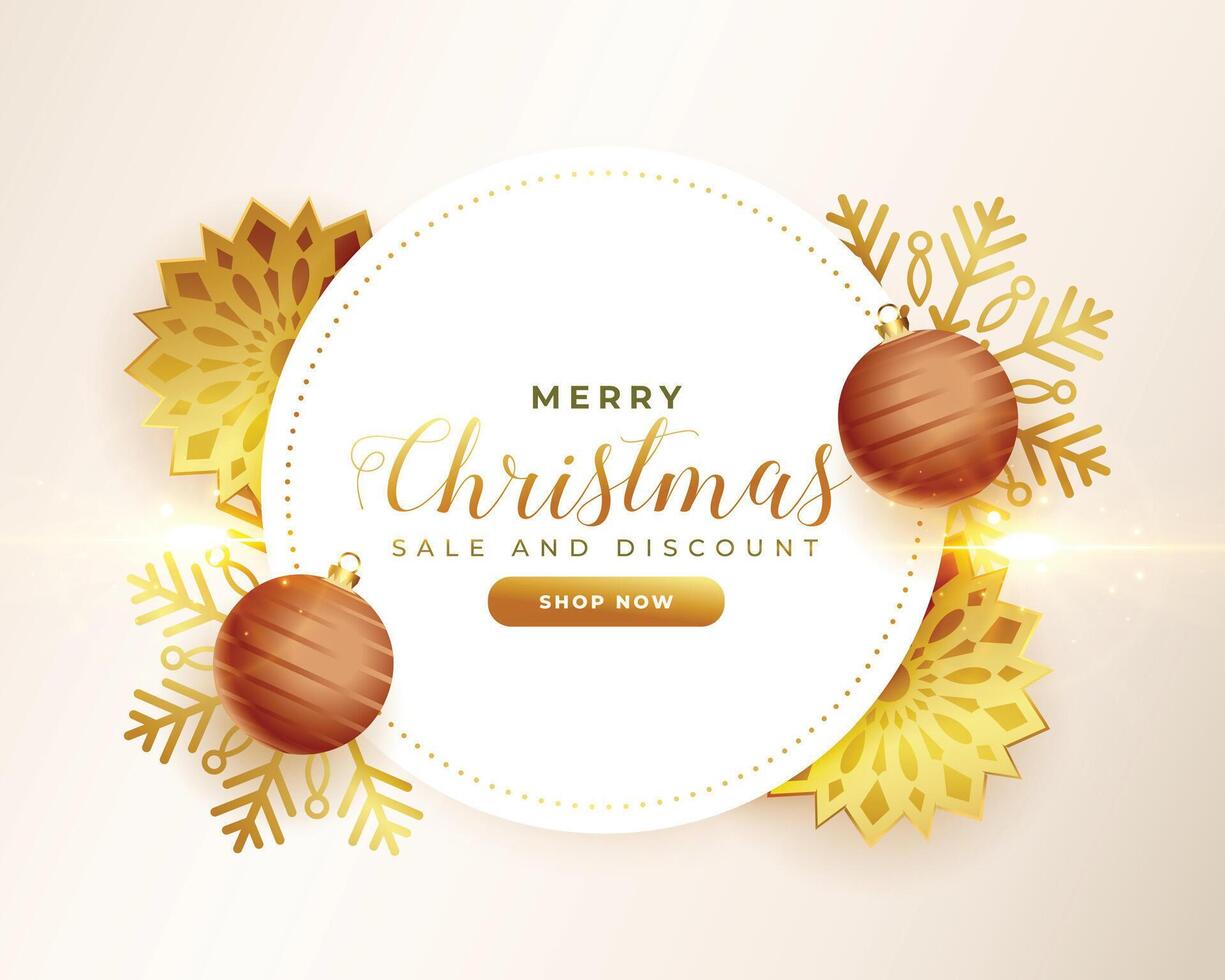 Kerstmis uitverkoop gouden sjabloon met aanbod details vector