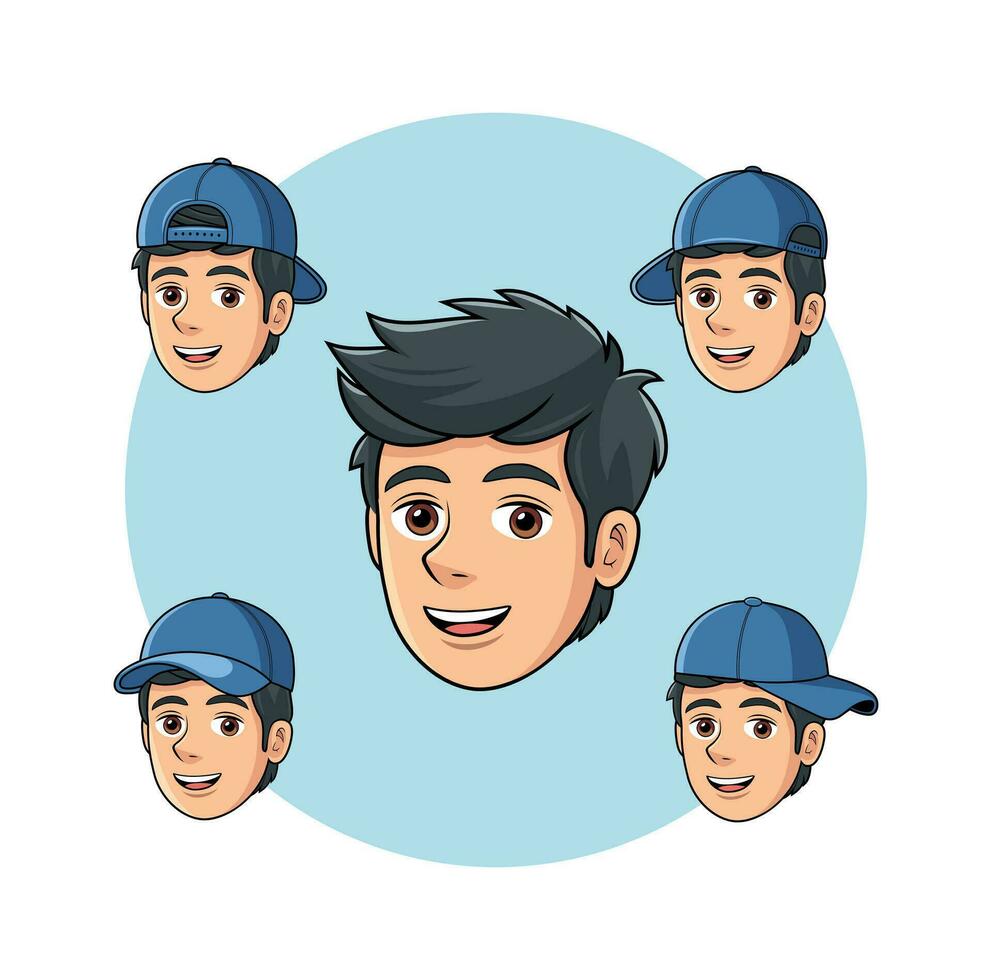 jongen hoofd tekenfilm ontwerp illustratie vector