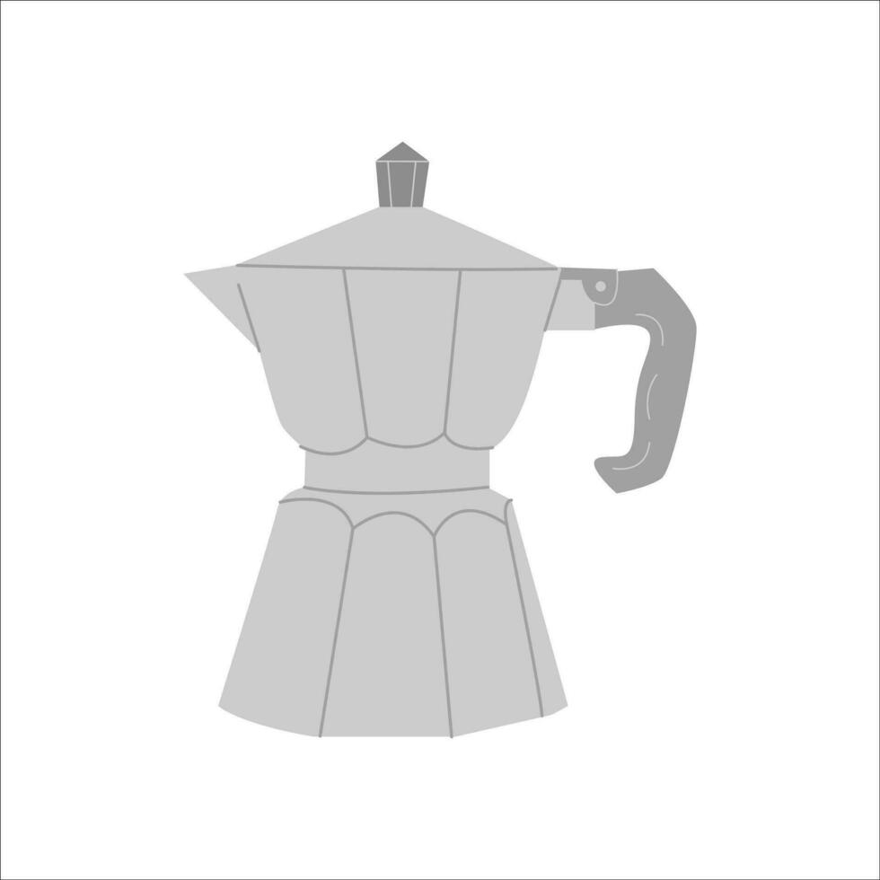 geiser koffie maker Italiaans mokka pot. alternatief brouwen methoden. gemakkelijk minimalistische gekleurde vector illustratie geïsoleerd Aan wit achtergrond.