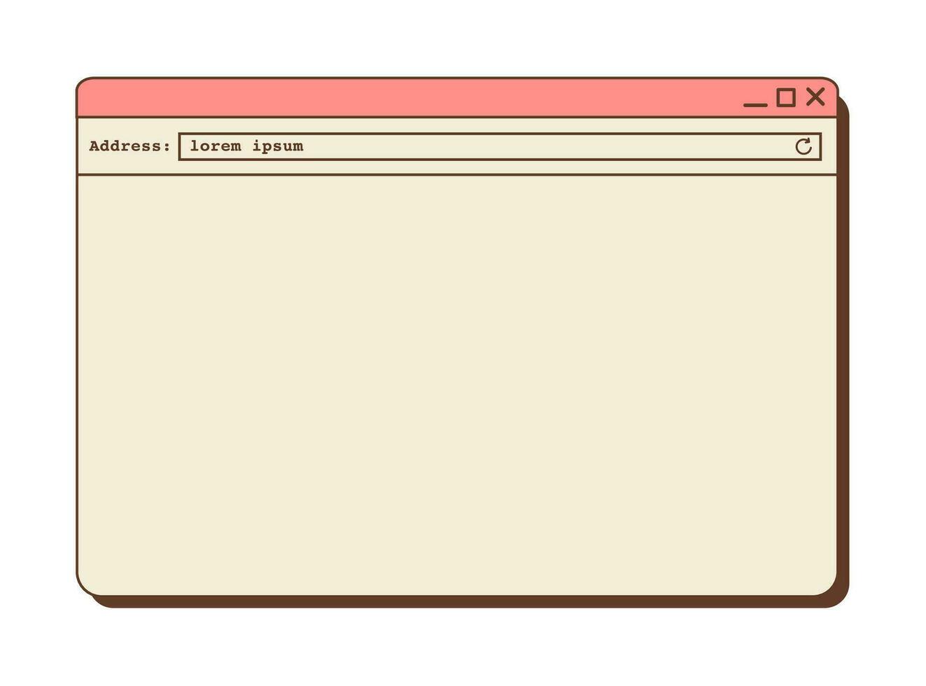 retro dampgolf bureaublad browser in levendig kleur. 80s 90s oud computer gebruiker koppel grafiek met een Open tab en adres bar. nostalgisch retro stijl in werking systeem. vector vlak illustratie.