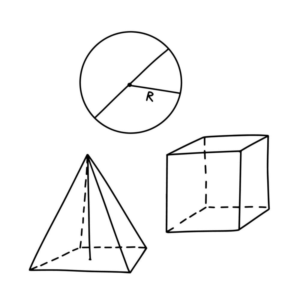 reeks van meetkundig vormen. isometrische keer bekeken. lijn meetkundig wiskunde voorwerpen geïsoleerd Aan wit achtergrond. vector