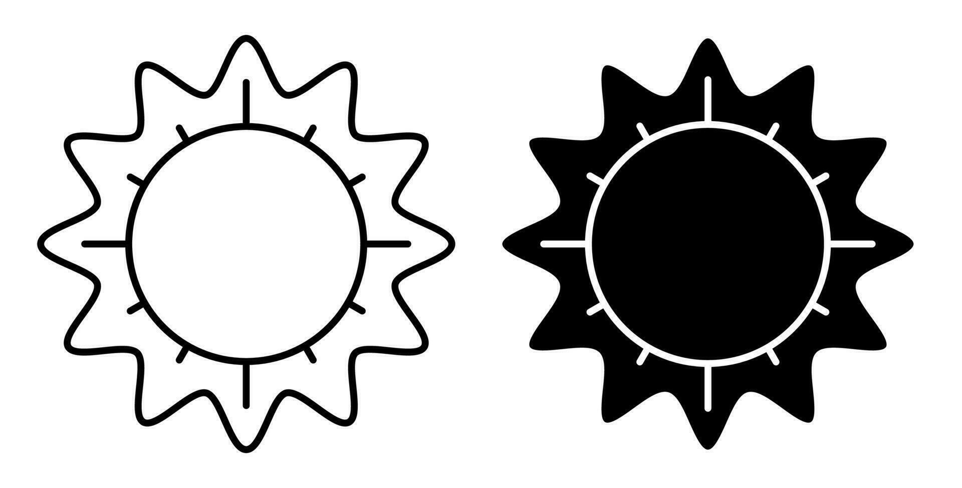 lineair icoon. zon. ster van planeet aarde. astronomie, observatie van zon werkzaamheid en het weer. gemakkelijk zwart en wit vector