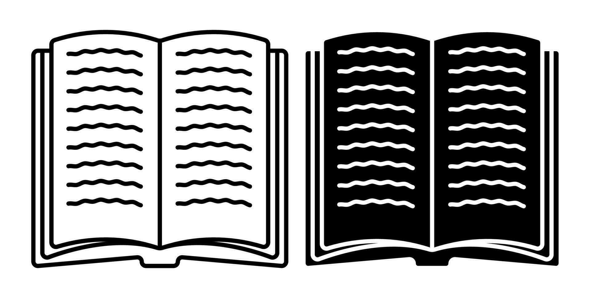 Open boek. onderwijs Bij school, kennis acquisitie in de bibliotheek. lineair icoon. gemakkelijk zwart en wit vector