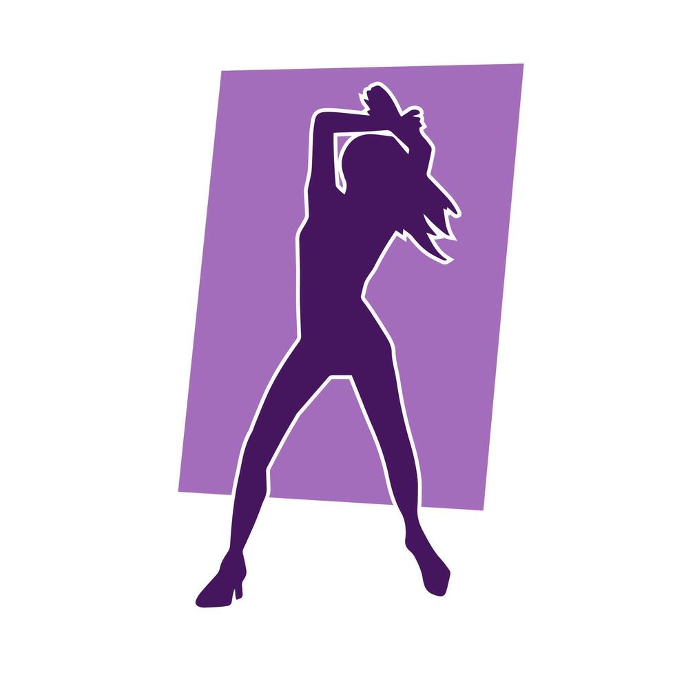 silhouet van een slank vrouw in dans houding. silhouet van een vrouw dansen. vector