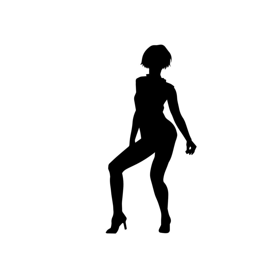 silhouet van een slank vrouw in dans houding. silhouet van een vrouw dansen. vector