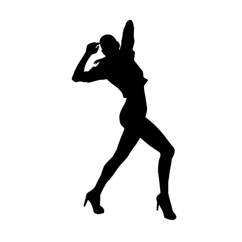 silhouet van een slank vrouw in dans houding. silhouet van een vrouw dansen. vector