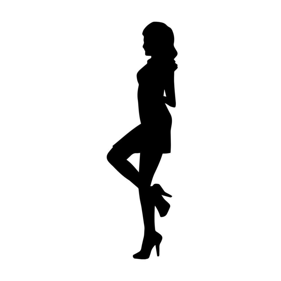 silhouet van een slank vrouw in dans houding. silhouet van een vrouw dansen. vector