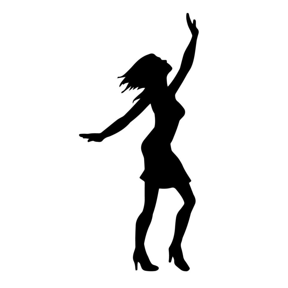 silhouet van een slank vrouw in dans houding. silhouet van een vrouw dansen. vector