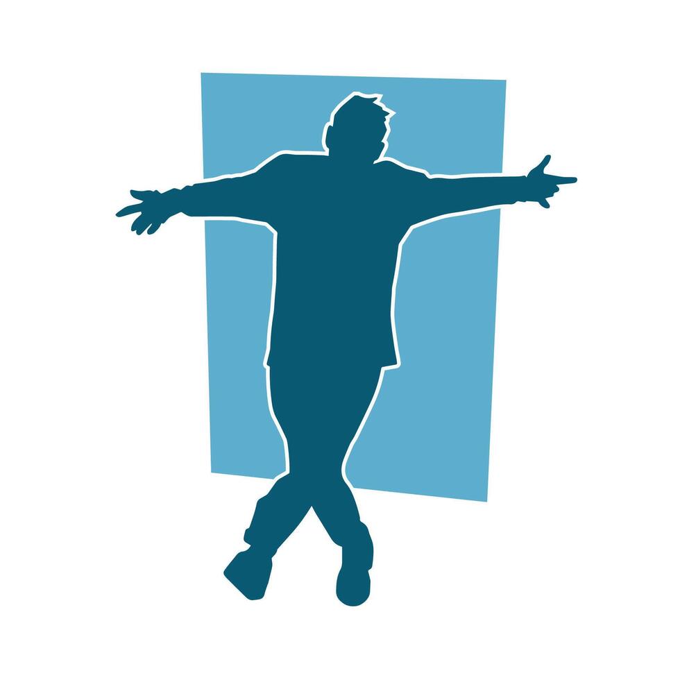silhouet van een slank mannetje in dans houding. silhouet van een Mens dansen. vector