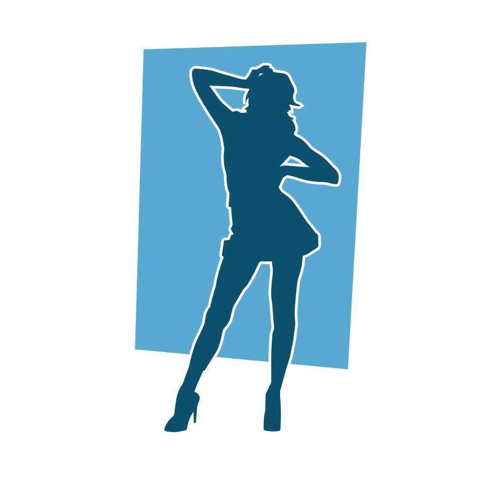 silhouet van een slank vrouw in dans houding. silhouet van een vrouw dansen. vector