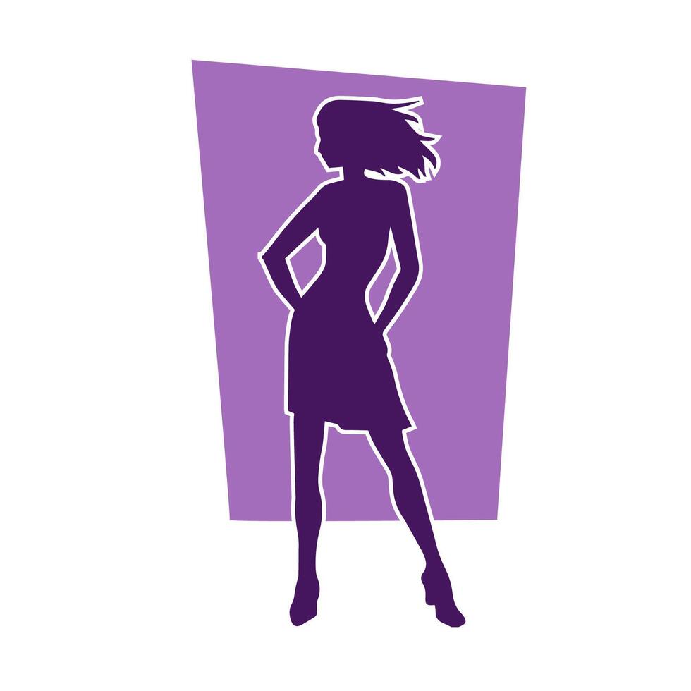 silhouet van een slank vrouw in dans houding. silhouet van een vrouw dansen. vector