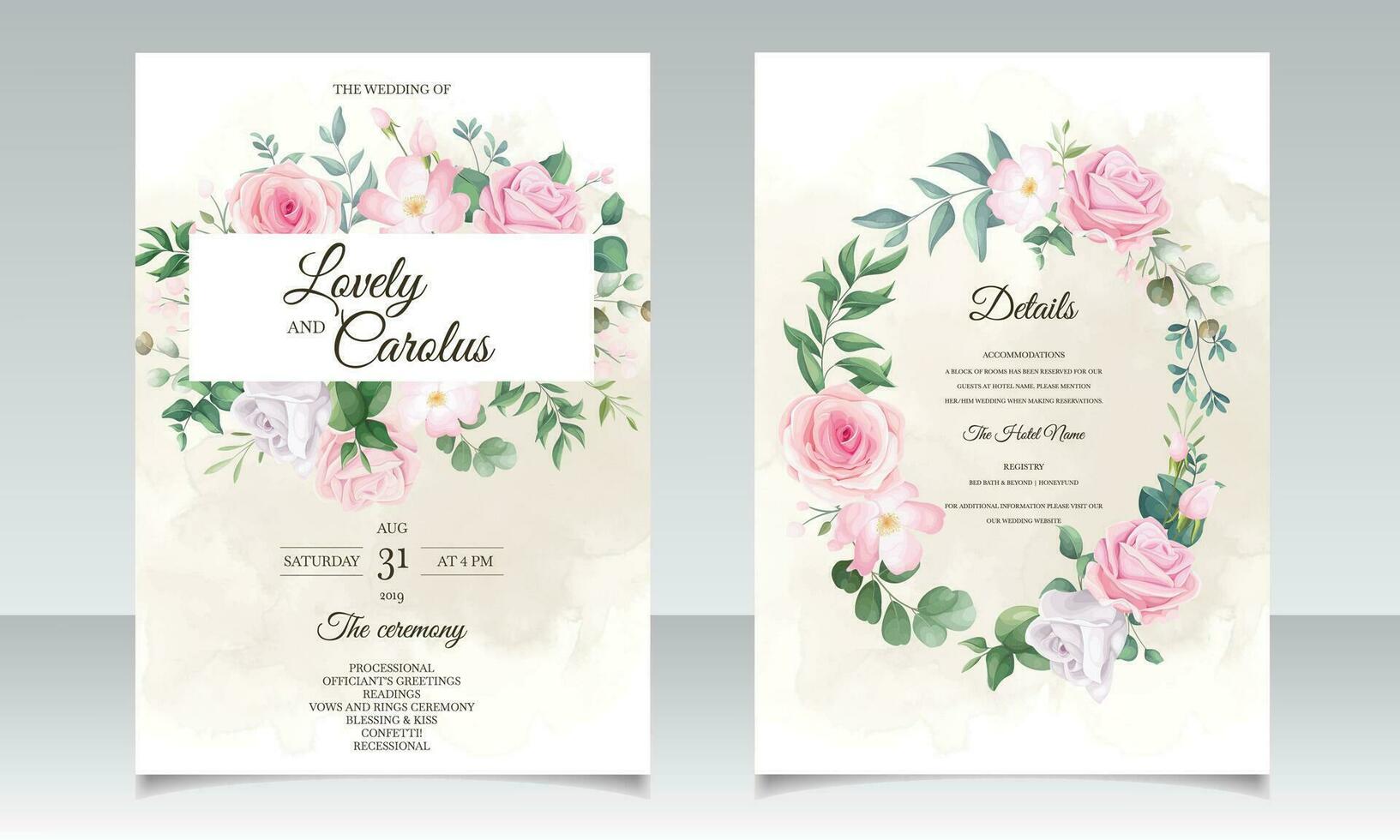 mooi bloemen kader bruiloft uitnodiging kaart sjabloon vector