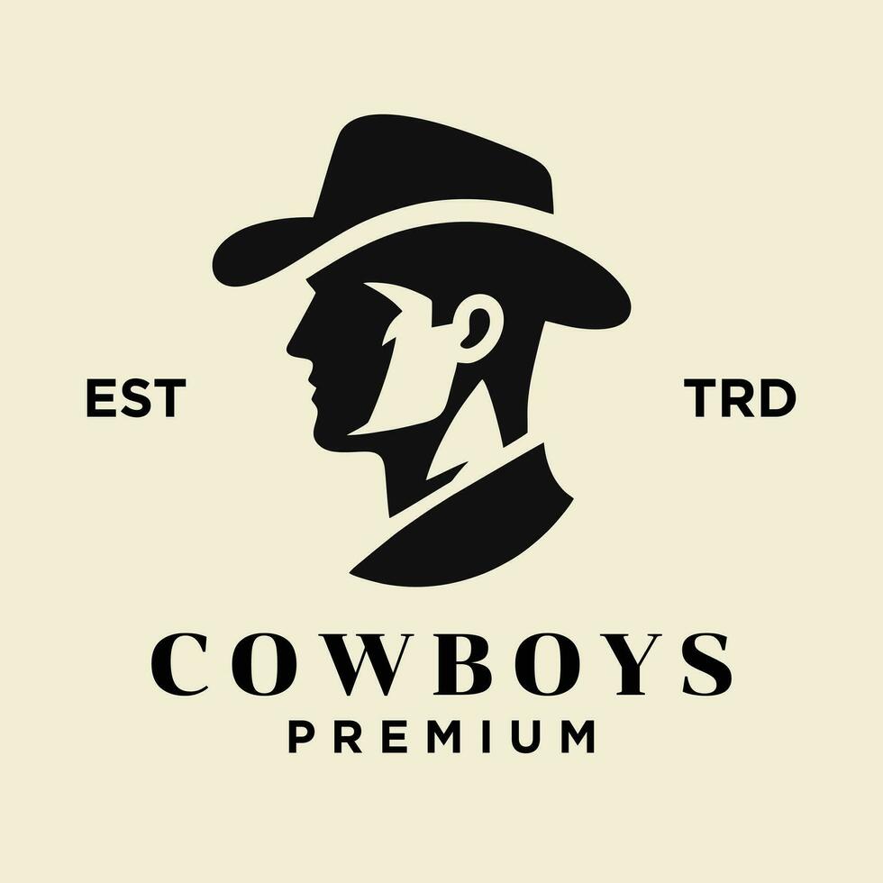 cowboy hoofd kant gezicht logo icoon ontwerp vector