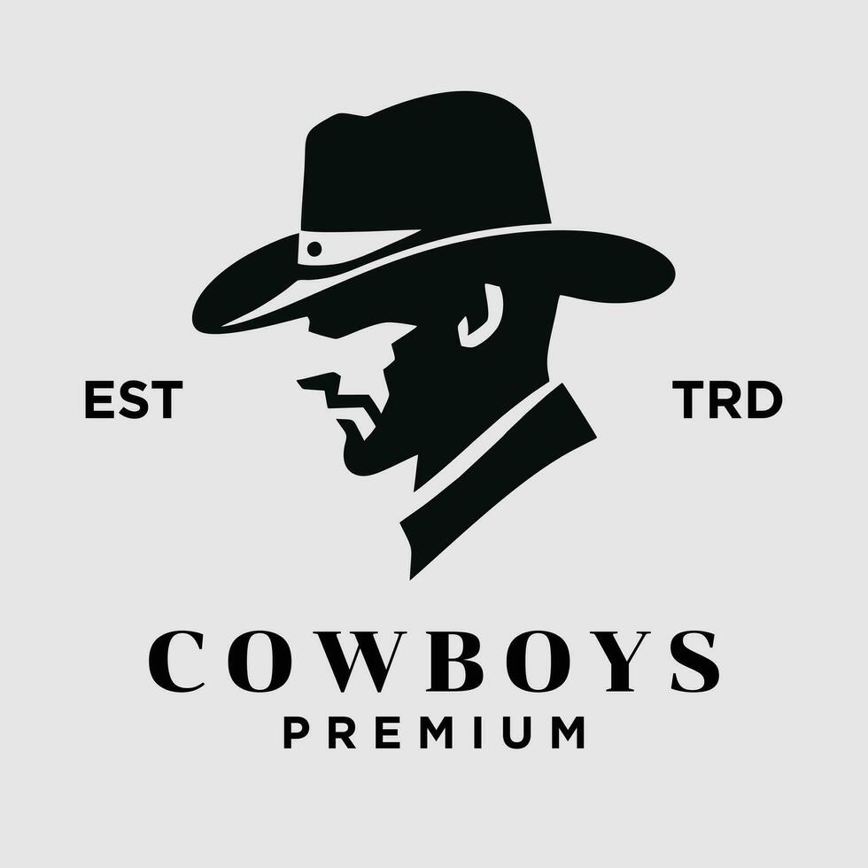 cowboy hoofd kant gezicht logo icoon ontwerp vector