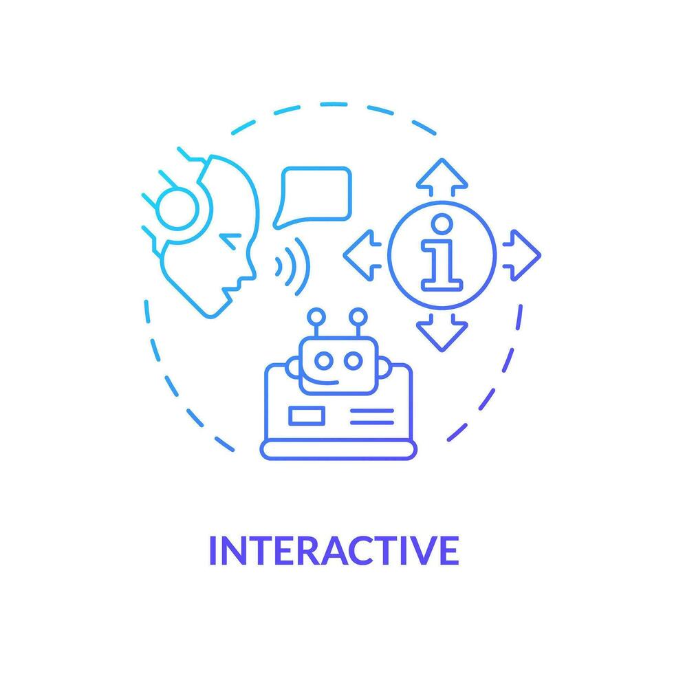 2d helling interactief icoon, creatief geïsoleerd vector, dun lijn blauw illustratie vertegenwoordigen cognitief computergebruik. vector