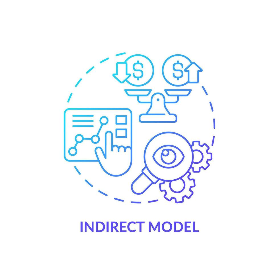 2d helling indirect model- icoon, gemakkelijk geïsoleerd vector, blauw dun lijn illustratie vertegenwoordigen contant geld stromen beheer. vector