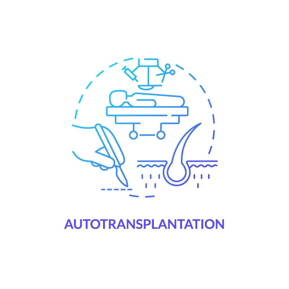 2d helling autotransplantatie icoon, gemakkelijk geïsoleerd vector, dun lijn blauw illustratie vertegenwoordigen cel therapie. vector