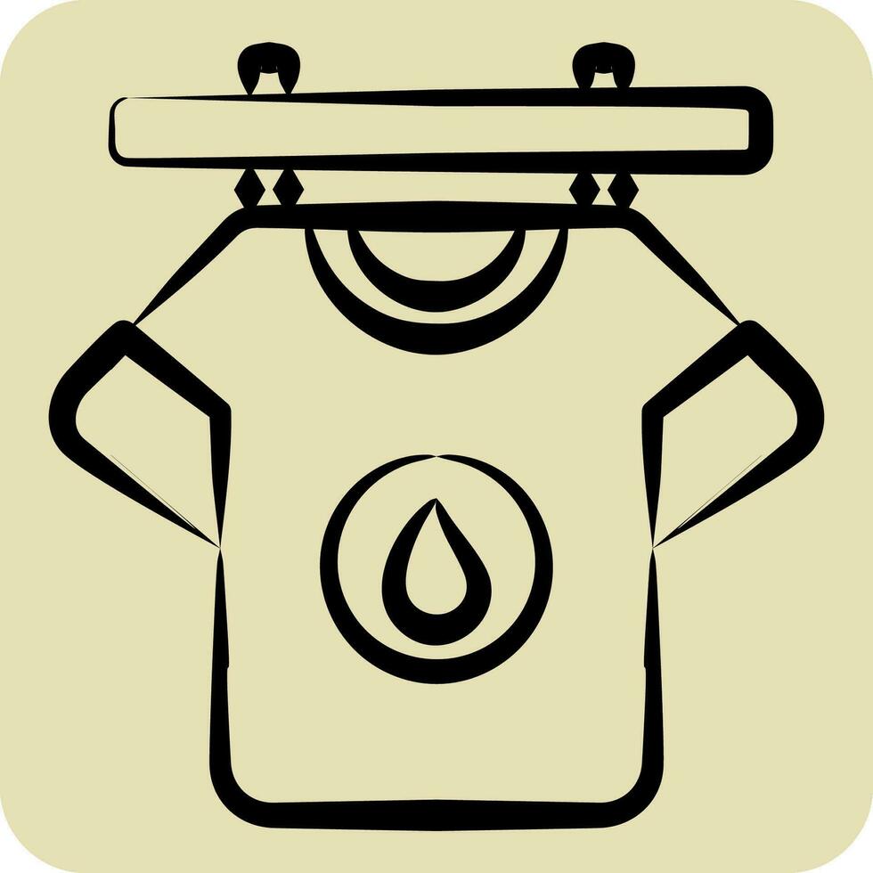 icoon hangende t-shirt. verwant naar wasserij symbool. hand- getrokken stijl. gemakkelijk ontwerp bewerkbaar. gemakkelijk illustratie vector