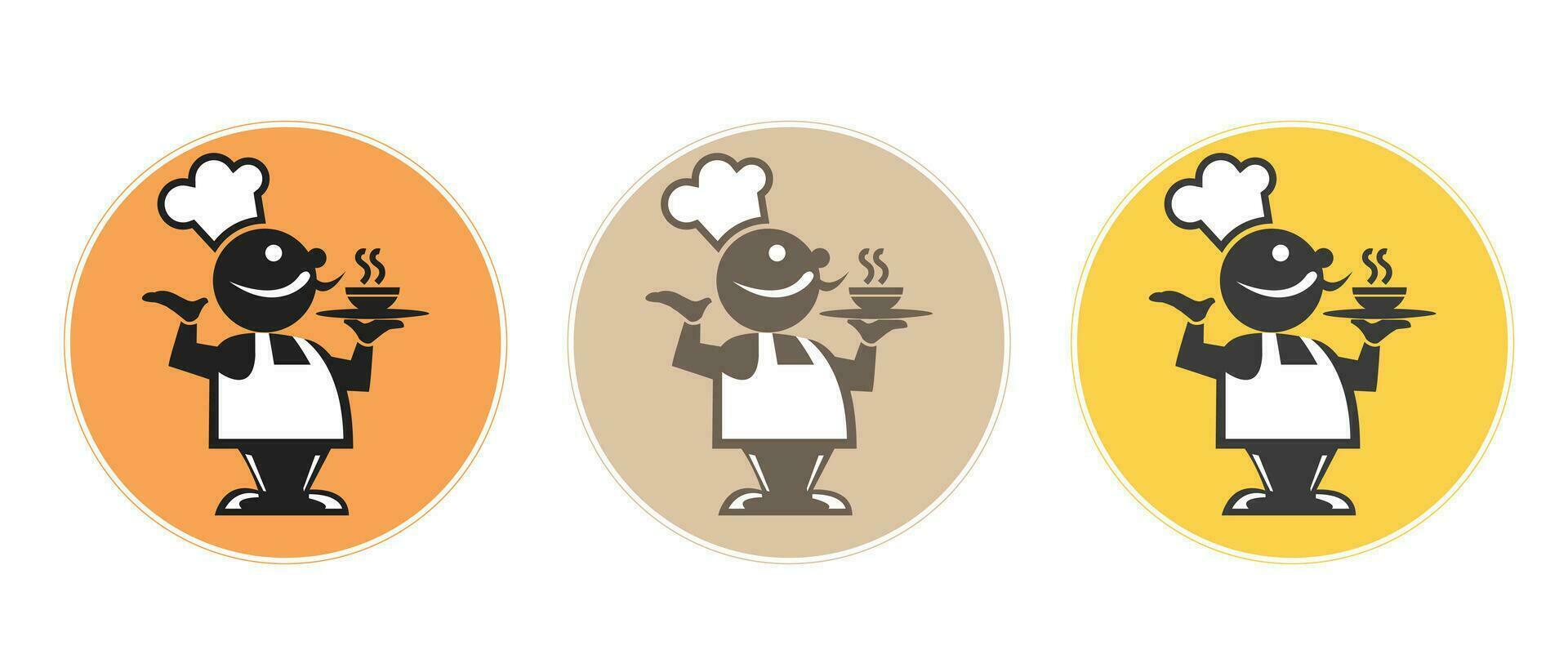 icoon set, koken met een dienblad. logo, pictogrammen illustratie, vector