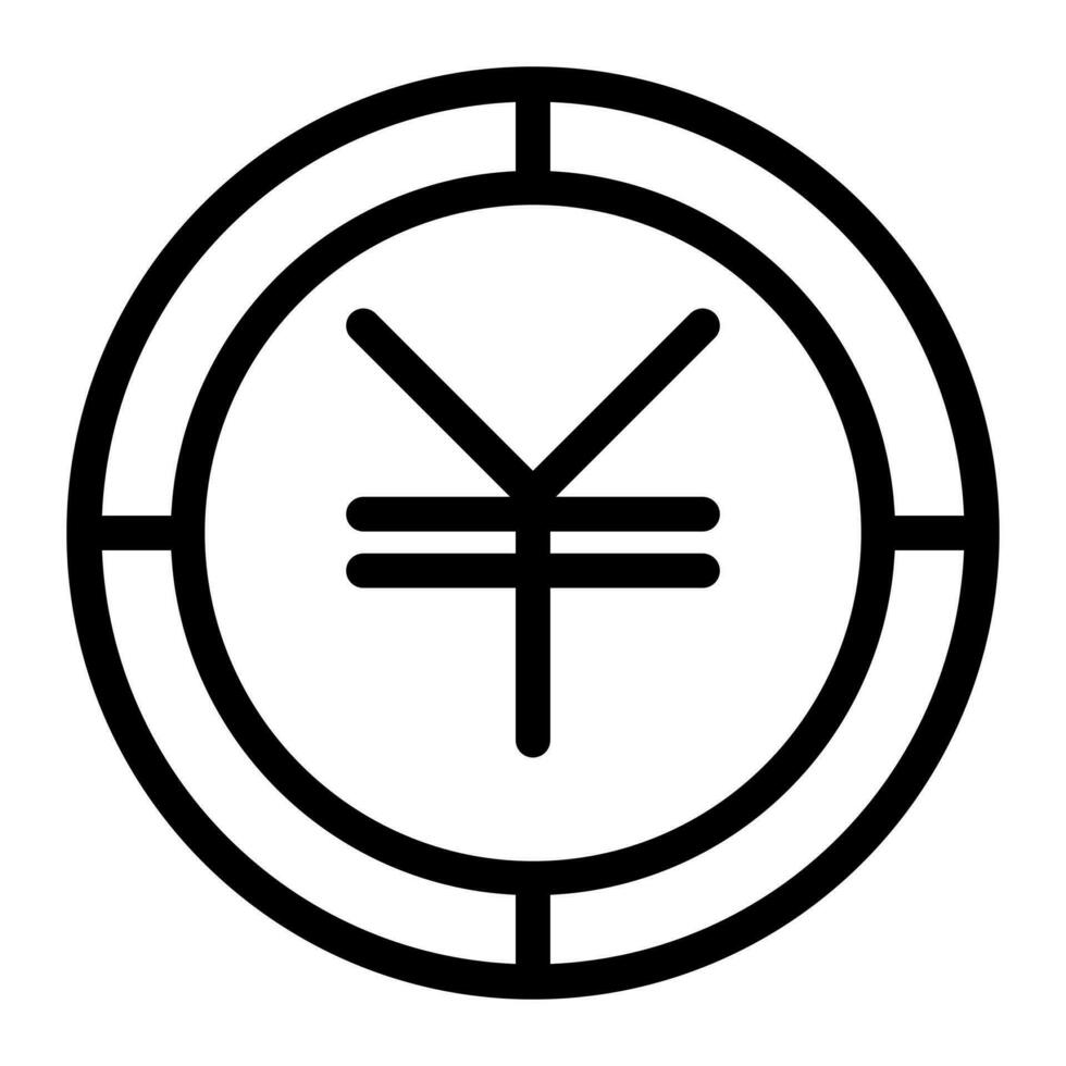 yen munt icoon. schets yen munt vector icoon voor web ontwerp geïsoleerd Aan wit achtergrond