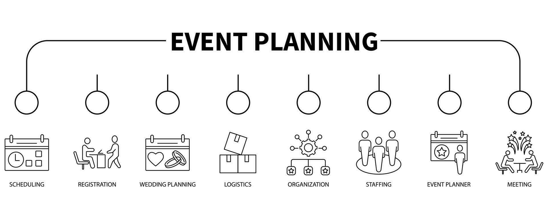 evenement planning banier web icoon vector illustratie concept